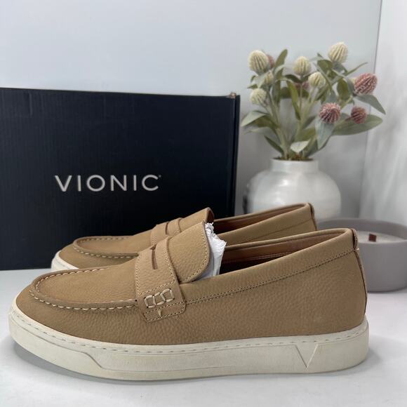 Vionic Thompson Slip-on Penny Loafers Casual Comfort Shoe Tan Men 8.5W Tried On - Picture 1 of 10